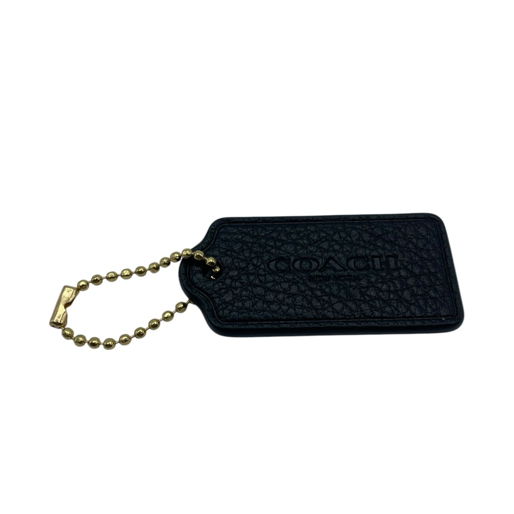 Coach Black Luggage Tag with Gold Chain